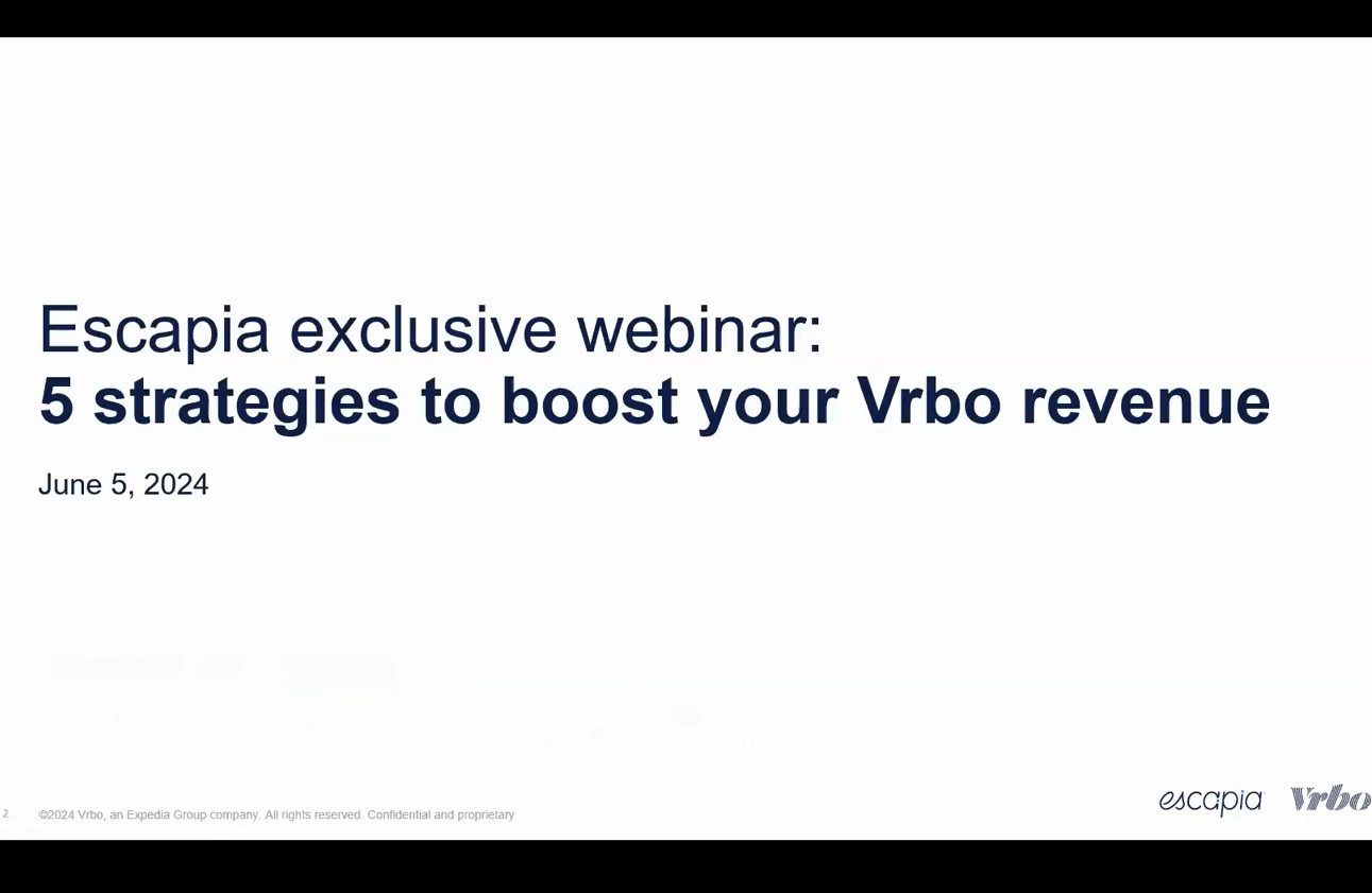 image of webinar screen from Escapia x Vrbo recording